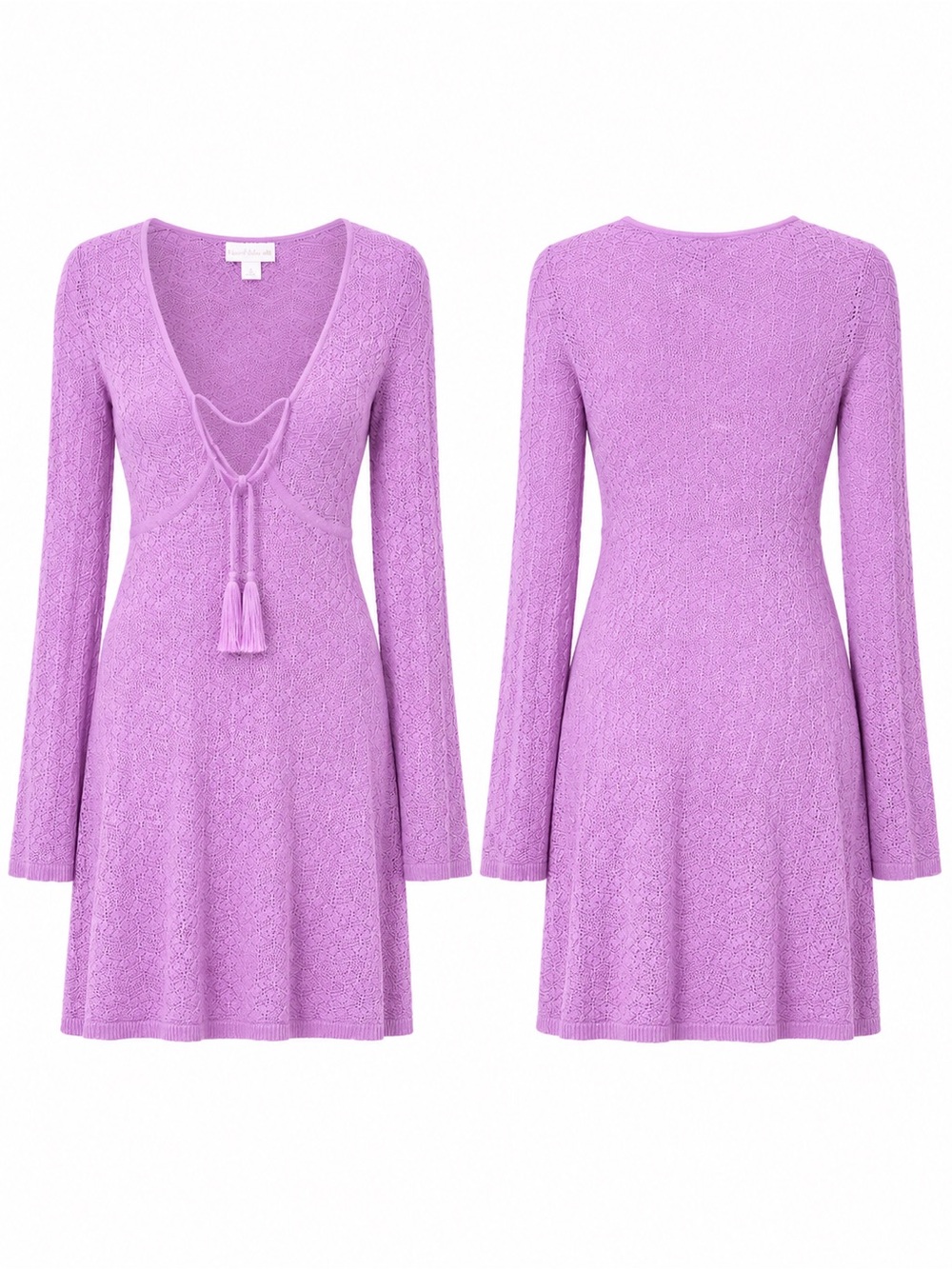 House of Harlow 1960 Lavender Crochet Bell Sleeve Cover Up Dress Size Small - Picture 5 of 15